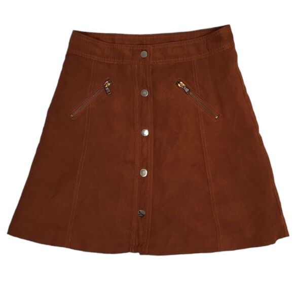 Dresses & Skirts - VEGAN rust color snap button retro high rise mini skirt XS